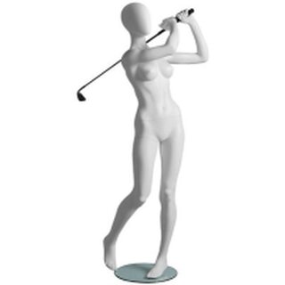 Dame Golfer mit abstraktem Kopf mattweiß