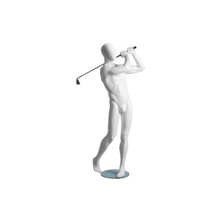 Herr Golfer mit abstraktem Kopf mattweiß