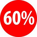 Ankleber Rabatt-Kreis, rot 60%