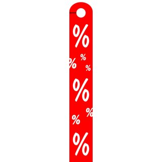 Hänger  "%" Hart-PVC doppelseitig ,rot, lang