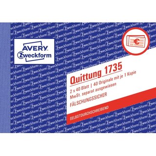 Quittungsblock A6 2x40 Blatt